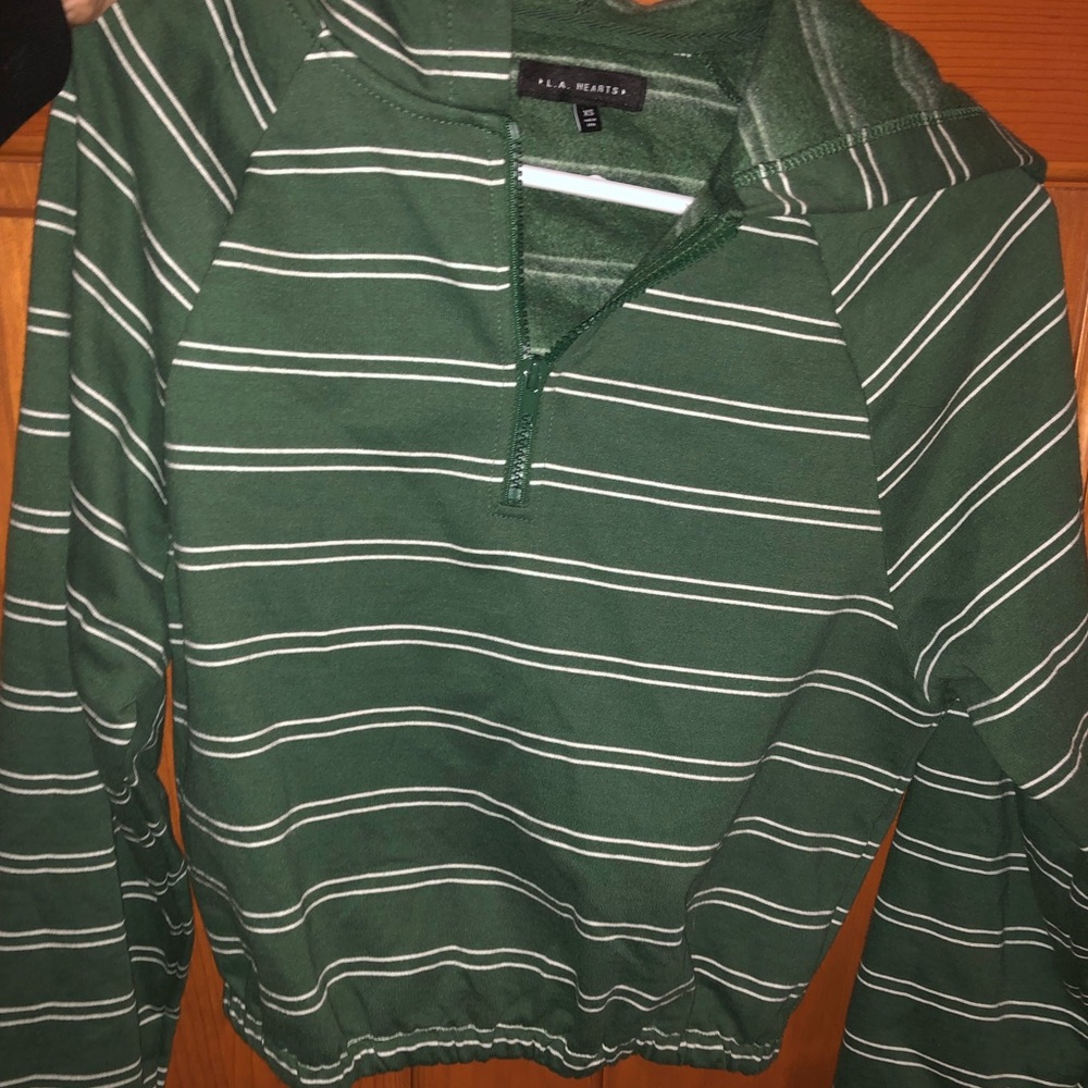 Green Striped L.A. Hearts Quarter Zip Jacket